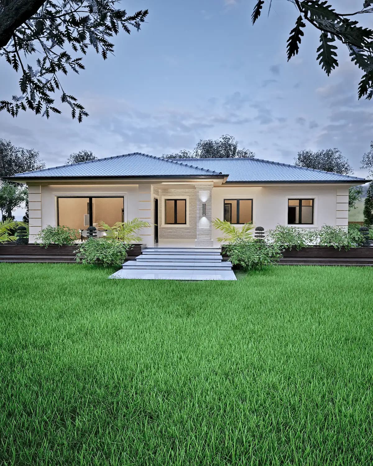 Noćni pogled na prizemnu kuću 150m2 Čačak