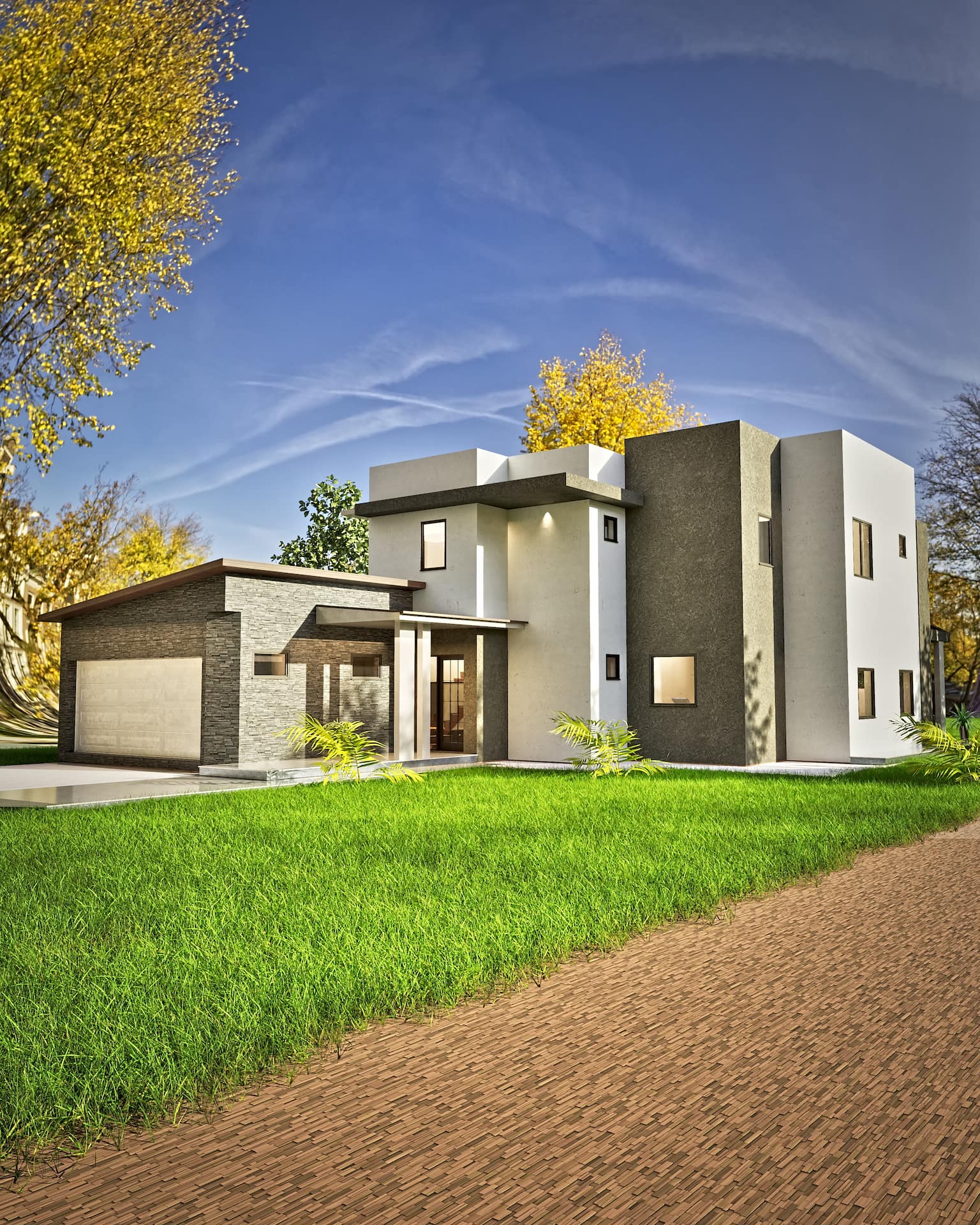 Moderna kuća sa ravnim krovom 212m2 Beograd - ulični pogled