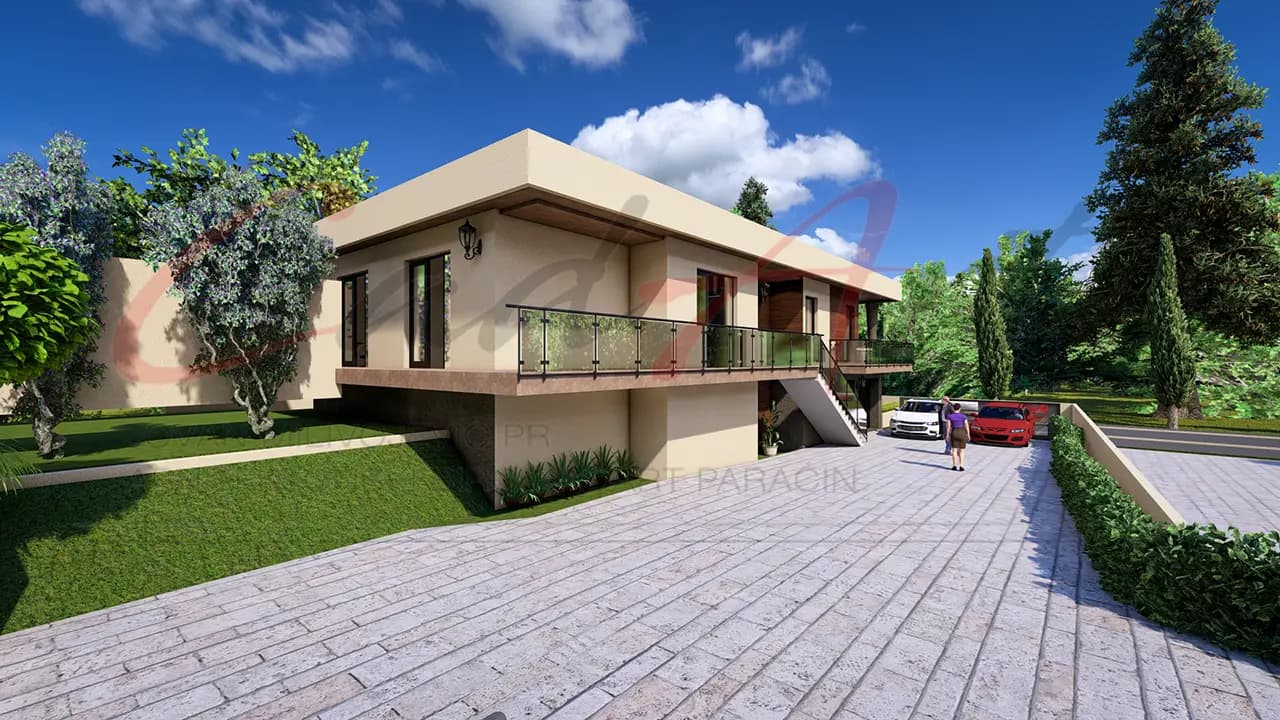 Moderna kuća sa suterenom i uređenim dvorištem - projekat kuće Paraćin