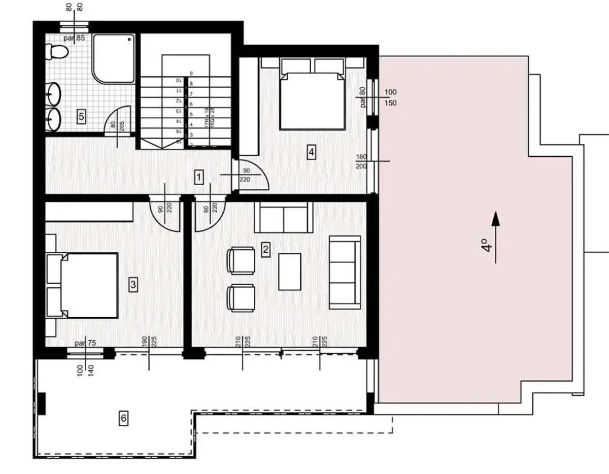 Osnova sprata - plan moderne kuće sa bazenom 180m2 Paraćin