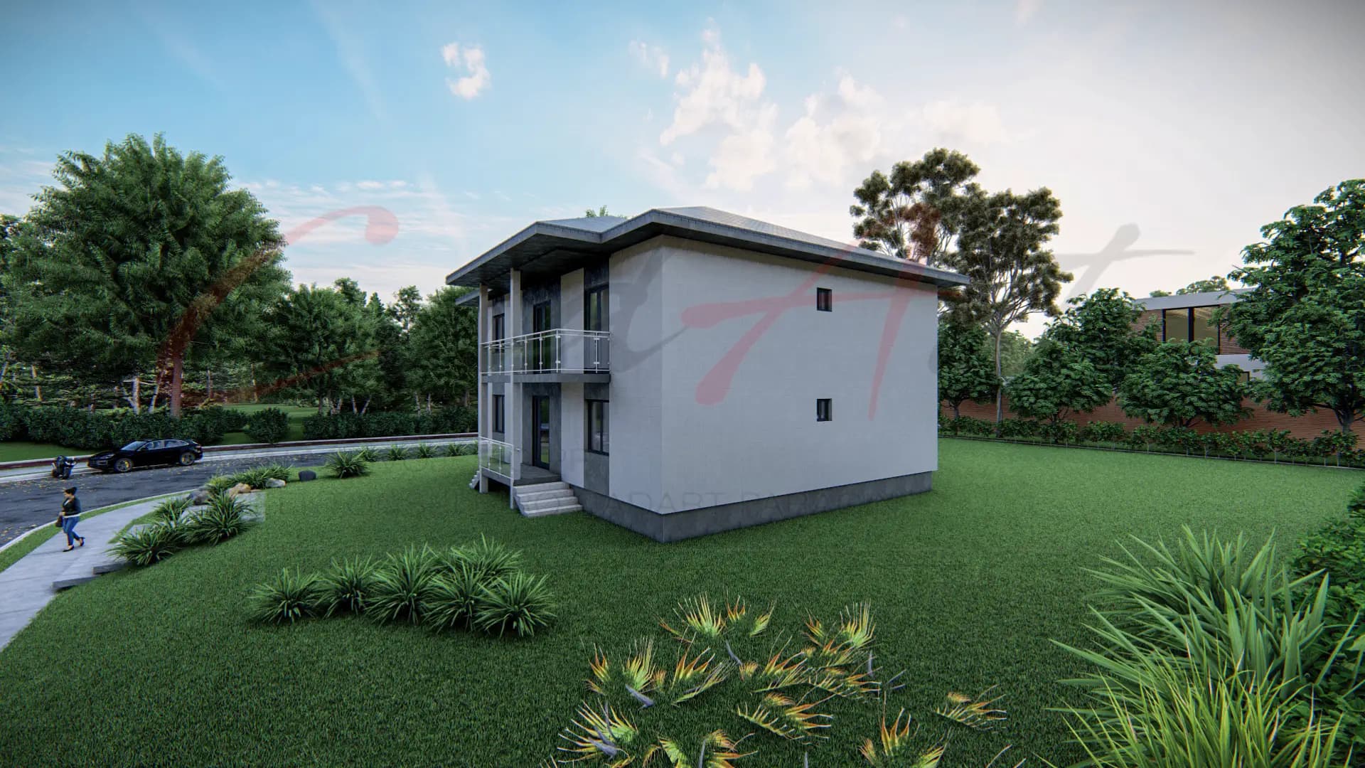Bočni pogled na modernu vilu Elise 180m2 - plan kuće Paraćin