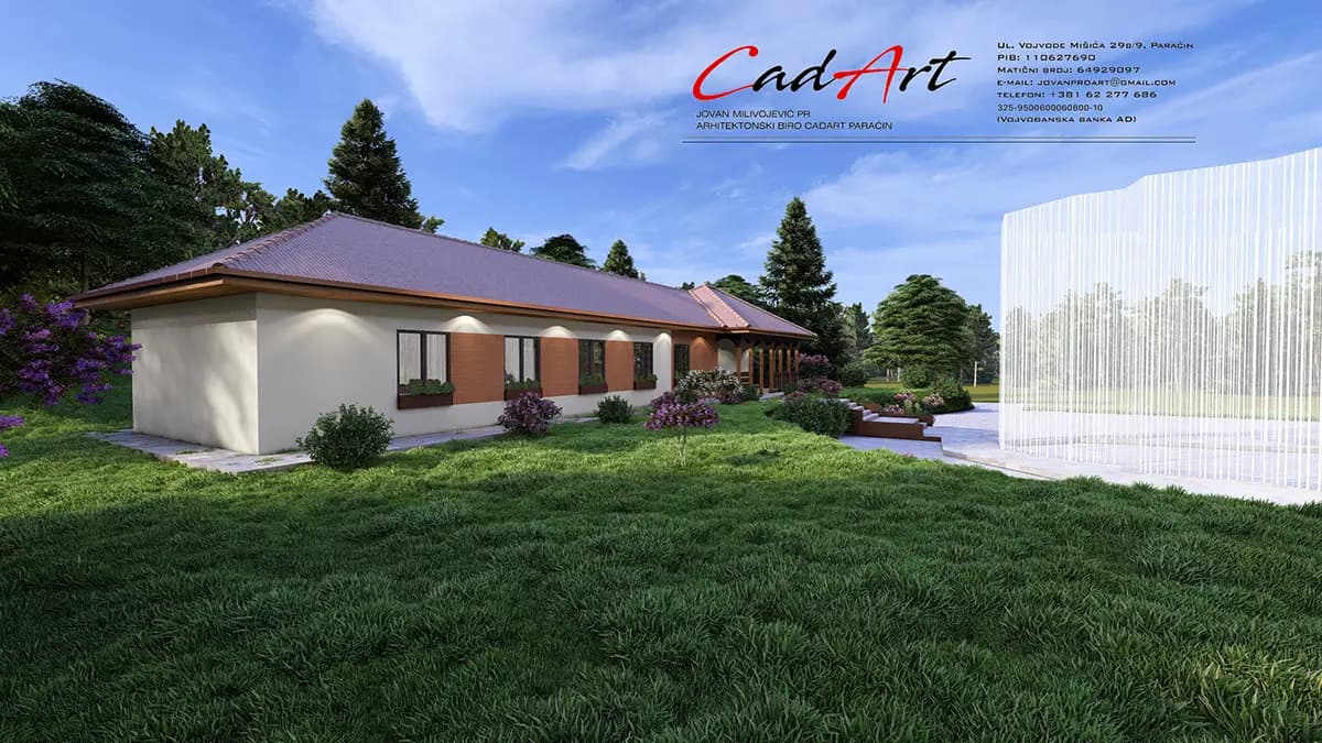 Bočni pogled na rustičnu prizemnu kuću 120m2 Paraćin