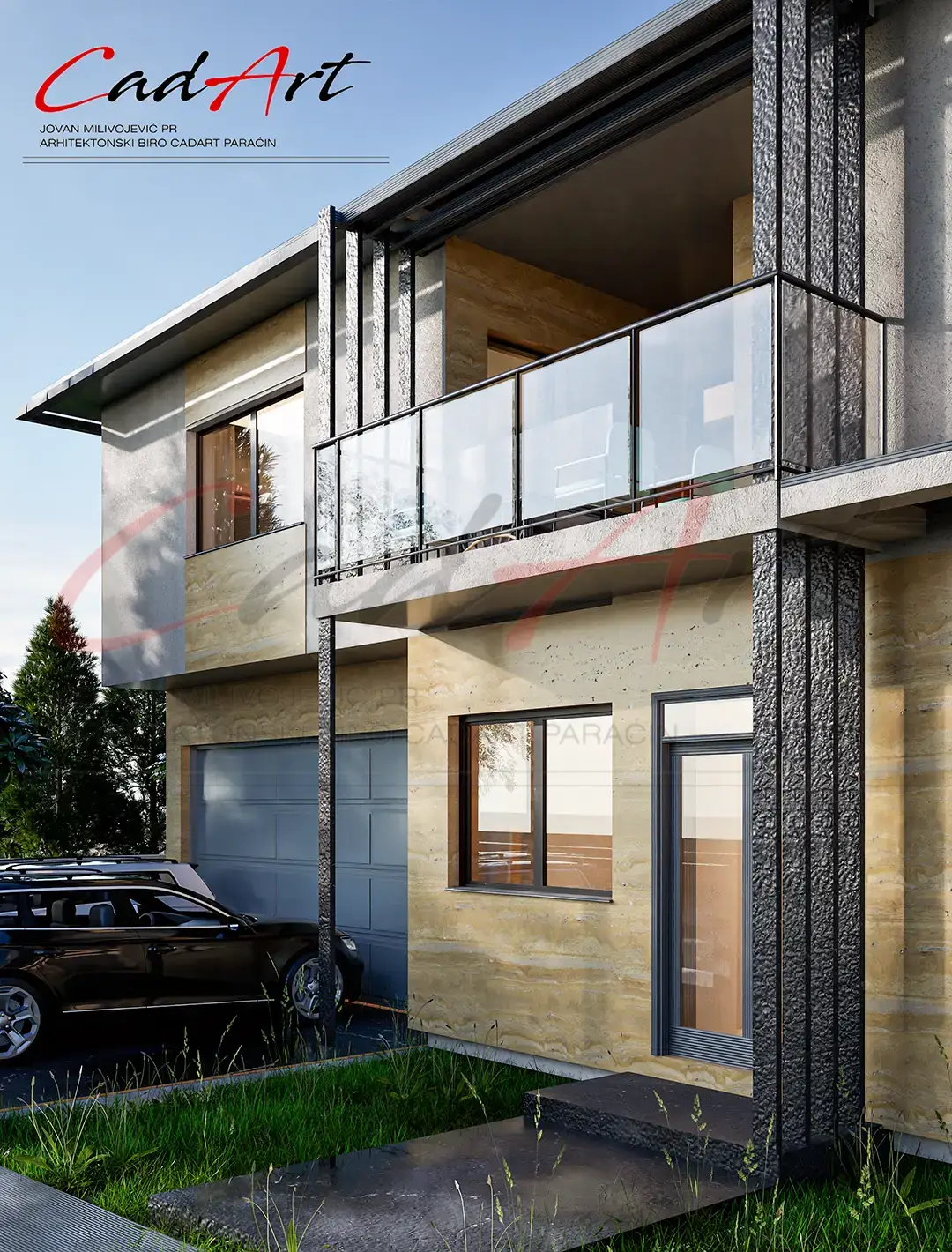 Travertin fasada luksuzne vile - projekat kuće 380m2 Paraćin