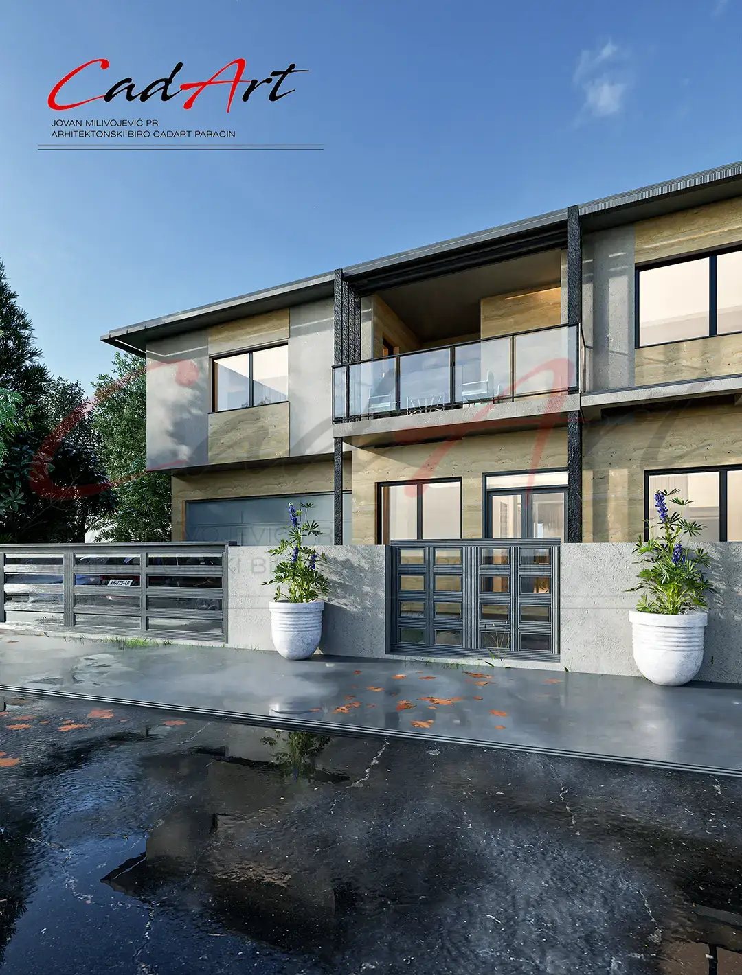 Spoj travertina i stakla - projekat luksuzne kuće 380m2 Paraćin