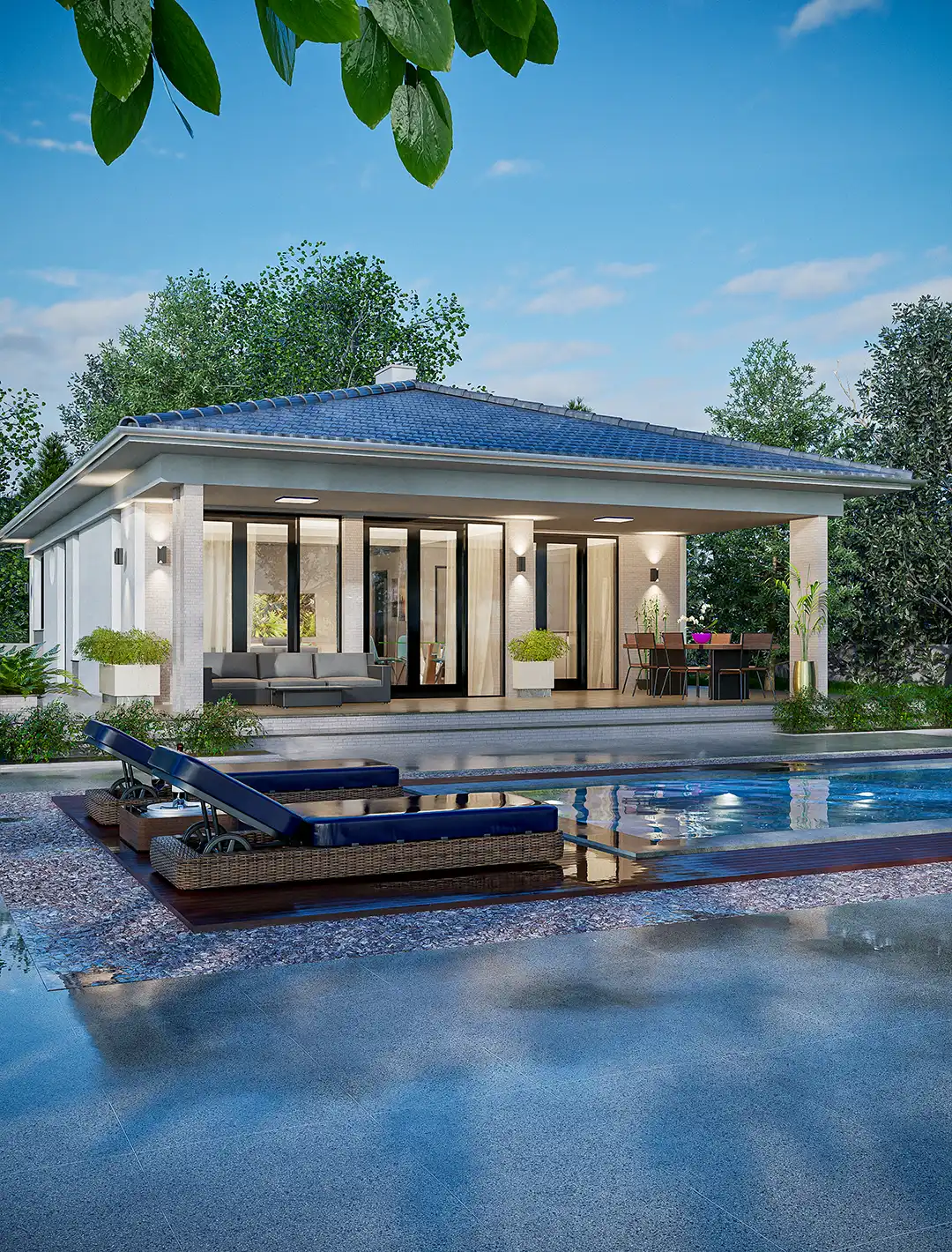 Eksterijer prizemne kuće 100m2 Sisevac - Prednji pogled