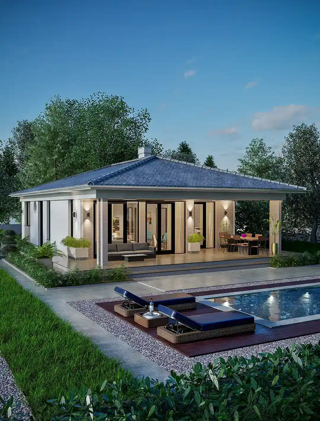 Projekat kuće - Projekat Prizemne Kuće (100m² + 20m² Terasa) | Sisevac - 100m² sa 2 spavaće sobe