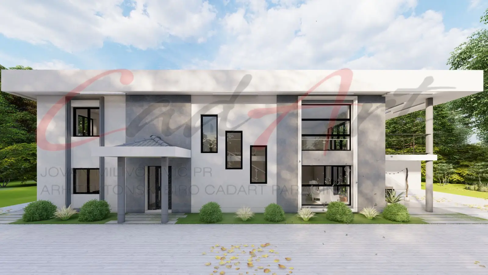 Fasada od betona i maltera - projekat kuće 300m2 Stalać