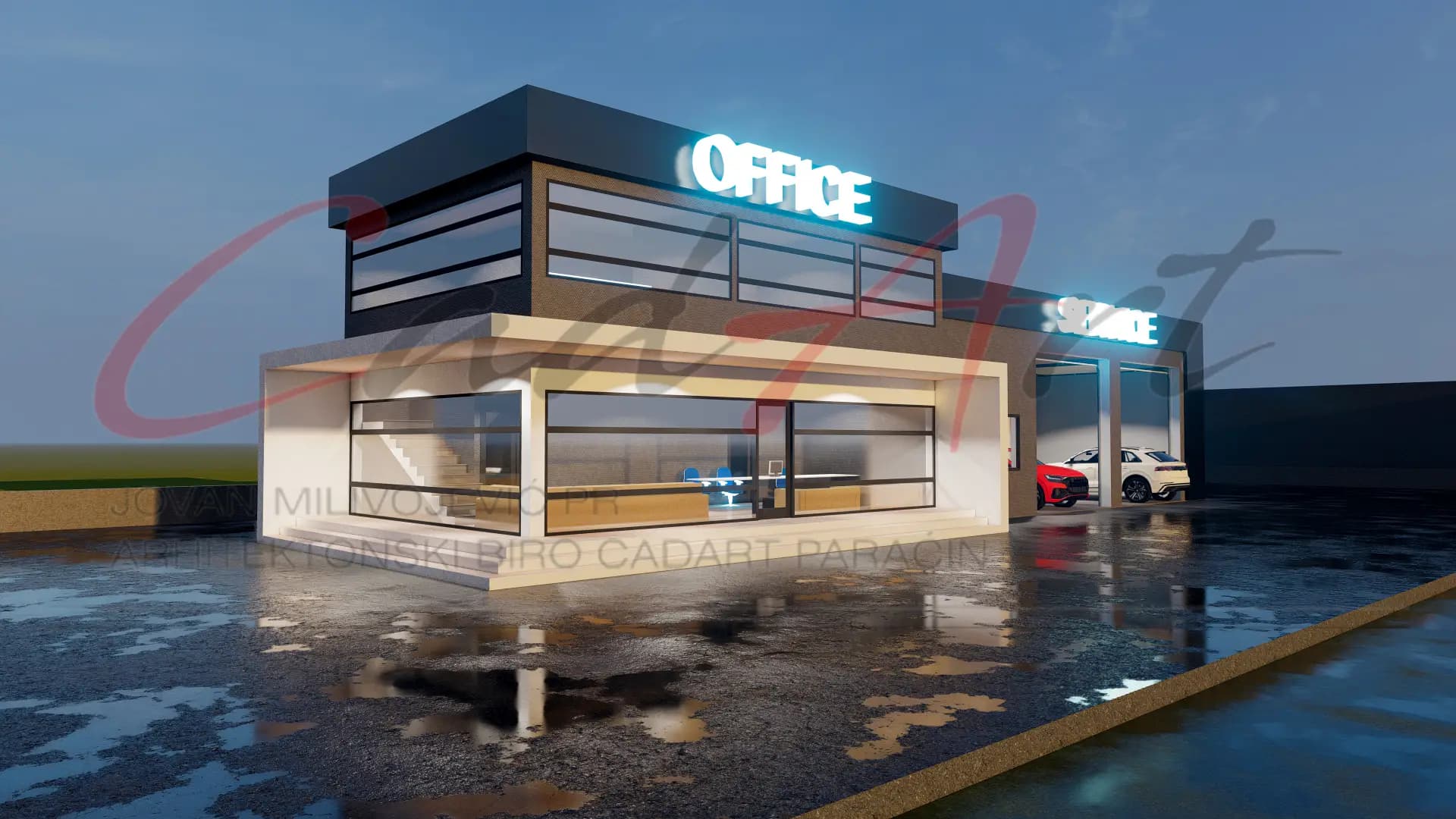 Projekti Poslovnih Objekata | Tehnički Pregled Paraćin - Moderna Servisna Zgrada 420m² - Profesionalni projekat kuće 420m², Projekti poslovnih objekata, poslovni objekat, poslovni prostor, Tehnički pregled, Servisni objekat, Moderna arhitektura, Minimalistički dizajn, Energetska efikasnost, Staklene fasade, Komercijalni projekti, Industrijski dizajn, Poslovna zgrada