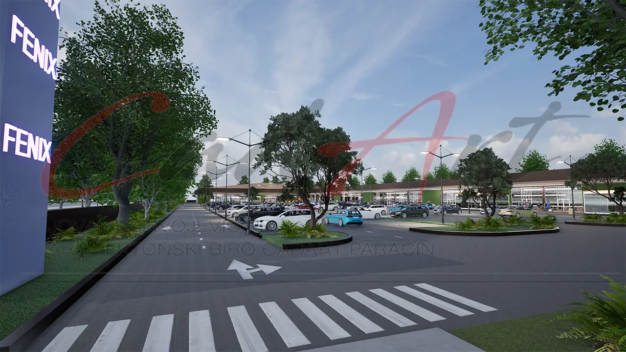 Parking i ulaz tržnog centra Fenix Ćuprija