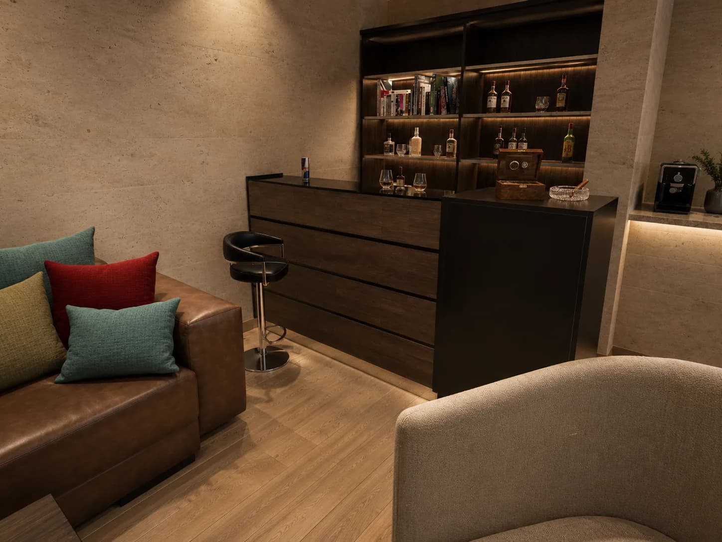 Vila Barajevo - lounge zona sa kućnim barom za opuštanje i druženje