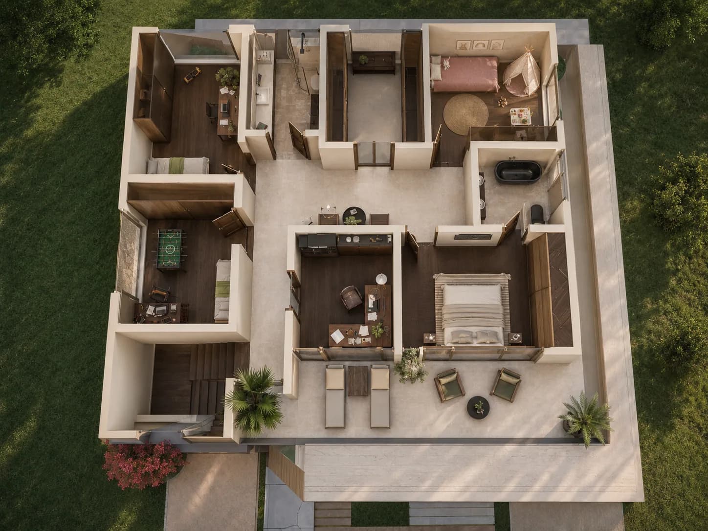 3D osnova vile Barajevo - spavaće sobe, master suite i kupatila