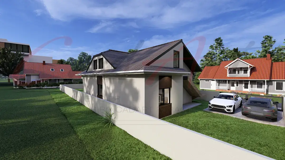 Terasa sa izlazom iz dnevnog boravka - projekat kuće 150m2 Beograd