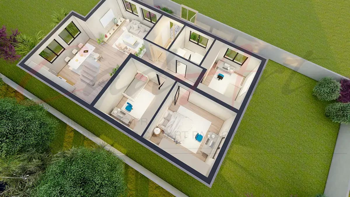 Osnova prizemlja kuće sa potkrovljem 150m2 - plan kuće Beograd