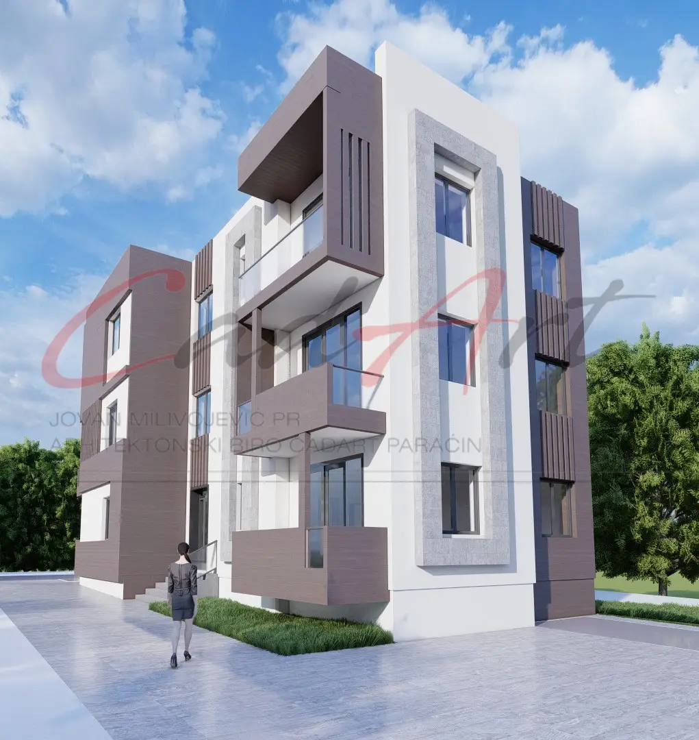 Moderna višespratnica 500m2 Paraćin - bočni pogled