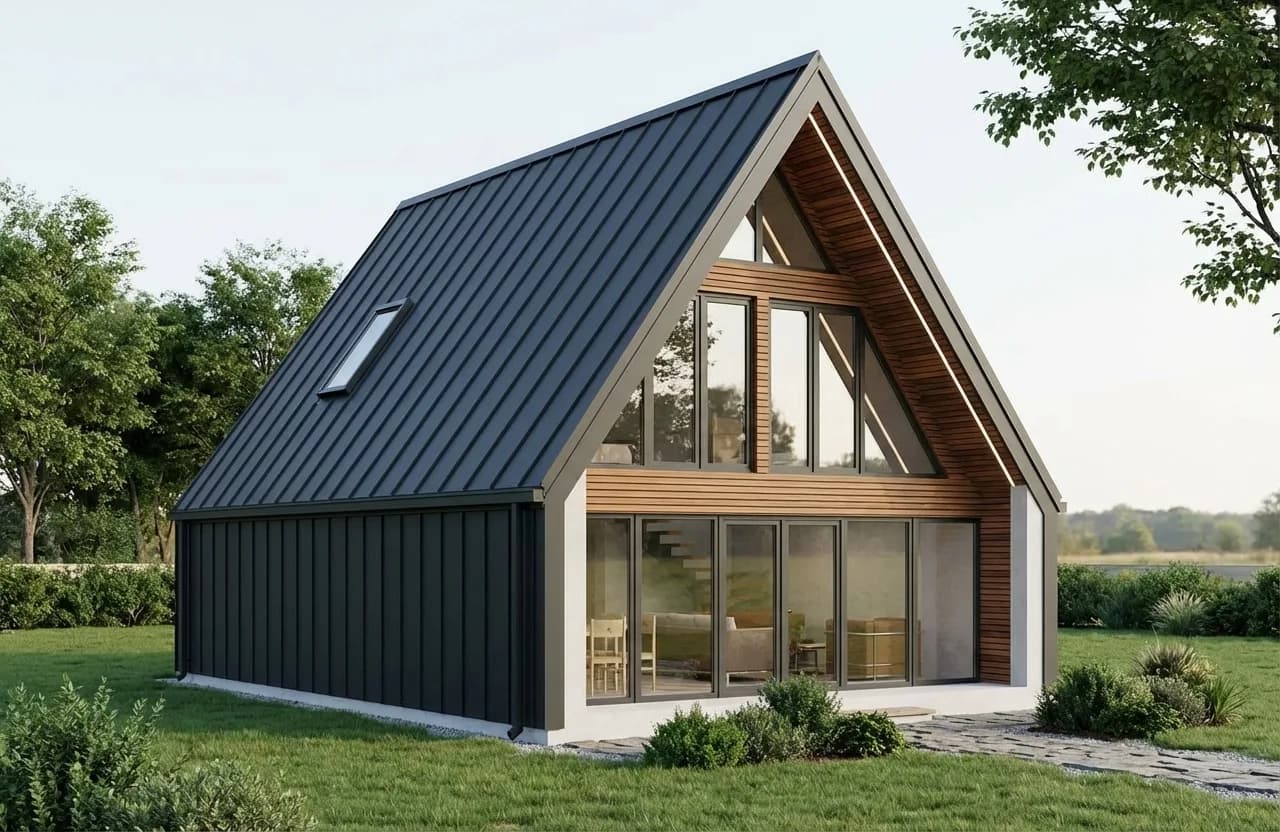 Projekat kuće Moderna A-Frame - 65m² | CAD ART