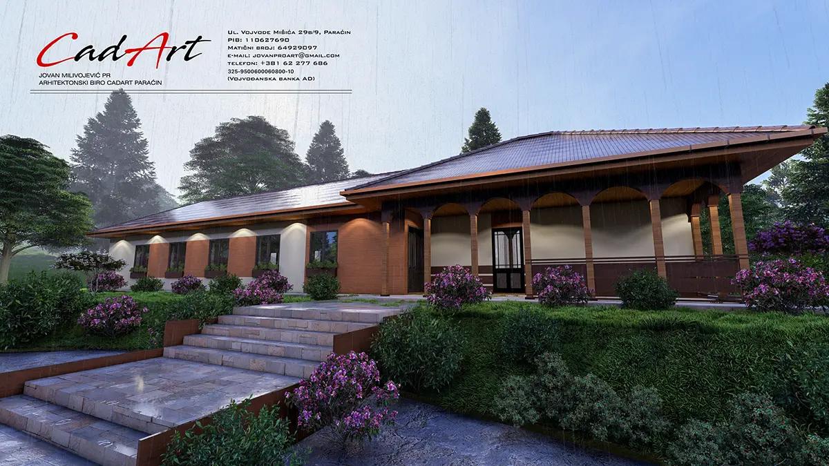 Projekti Kuća: Rustična Prizemna Kuća sa Verandom (120m²) | Paraćin - Profesionalni projekat kuće 120m², Prizemna kuća, Porodična kuća, Kuća do 120m2, Tradicionalna kuća, Kuća sa verandom, Planovi kuća, Energetski efikasna kuća, Projekti kuća Srbija