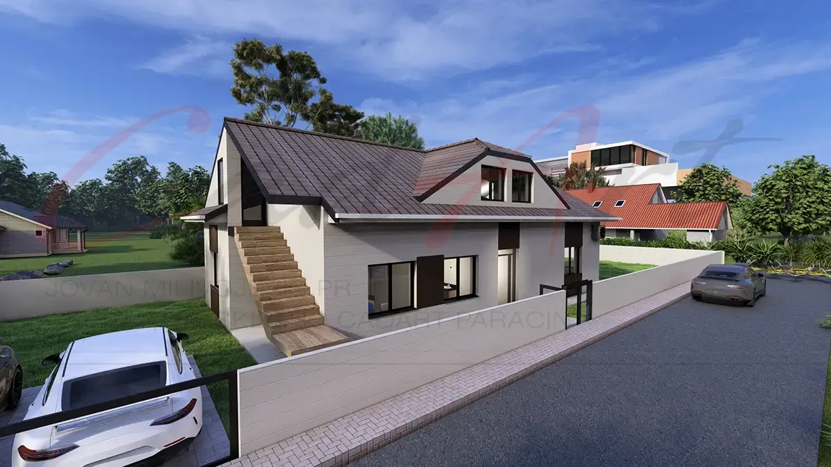 Projekti Kuća: Porodična Kuća sa Potkrovljem i Krovnim Prozorima (150m²) | Beograd - fotografija 2