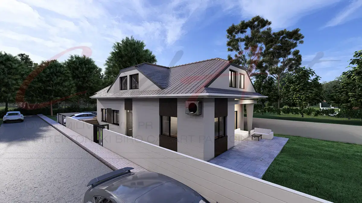 Projekti Kuća: Porodična Kuća sa Potkrovljem i Krovnim Prozorima (150m²) | Beograd - fotografija 3